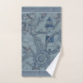 Nautical Thleed Lighthouse Blue Shades Bad Handdoek (Handdoek)