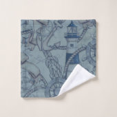 Nautical Thleed Lighthouse Blue Shades Bad Handdoek (Wasdoekje)