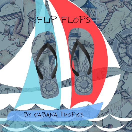 Nautical Thleed Lighthouse Blue Shades Teenslippers