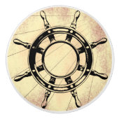 Nautical Thleed Wheel Sepia & Red Keramische Knop (Voorkant)