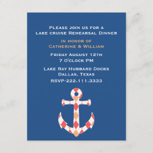 Nautical Thletic Anchor Rehearsal Dinner Invitatio Kaart