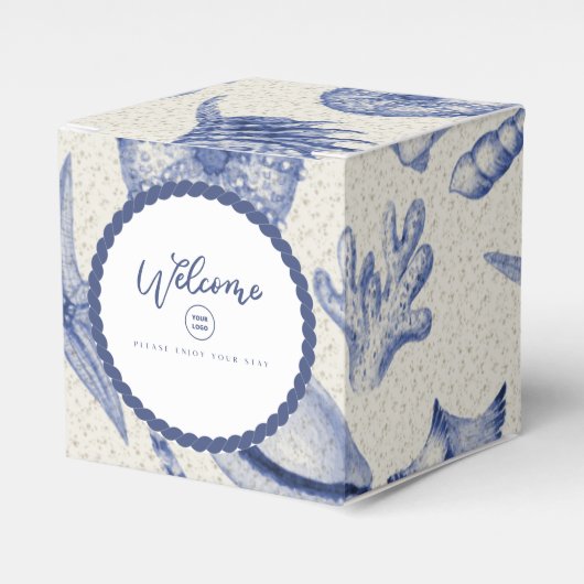 Nautical Thletic Blue Seashell Bedankdoosjes (Voorkant Zijde)