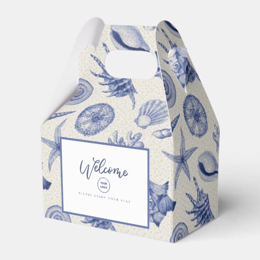 Nautical Thletic Blue Seashell Bedankdoosjes (Voorkant Zijde)