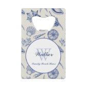 Nautical Thletic Blue Seashell Custom Creditkaart Flessenopener (Voorkant)