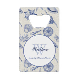 Nautical Thletic Blue Seashell Custom Creditkaart Flessenopener