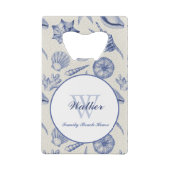 Nautical Thletic Blue Seashell Custom Creditkaart Flessenopener (Achterkant)