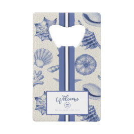 Nautical Thletic Blue Seashell Custom Creditkaart Flessenopener