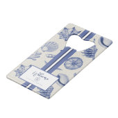 Nautical Thletic Blue Seashell Custom Creditkaart Flessenopener (Voorkant Gekanteld)