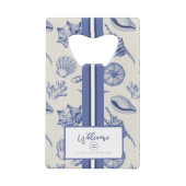 Nautical Thletic Blue Seashell Custom Creditkaart Flessenopener (Achterkant)