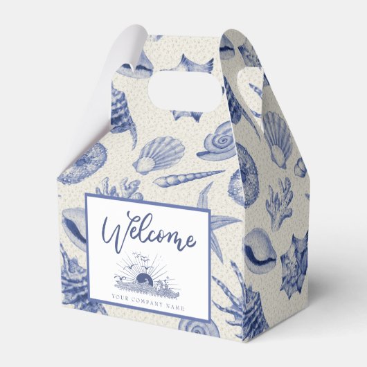 Nautical Thletic Blue Seashell Custom Favor Box Bedankdoosjes (Achterkant)