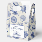 Nautical Thletic Blue Seashell Custom Favor Box Bedankdoosjes (Geopend)