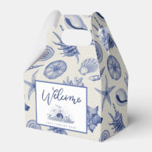 Nautical Thletic Blue Seashell Custom Favor Box