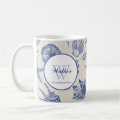 Nautical Thletic Blue Seashell Custom Koffiemok (Links)