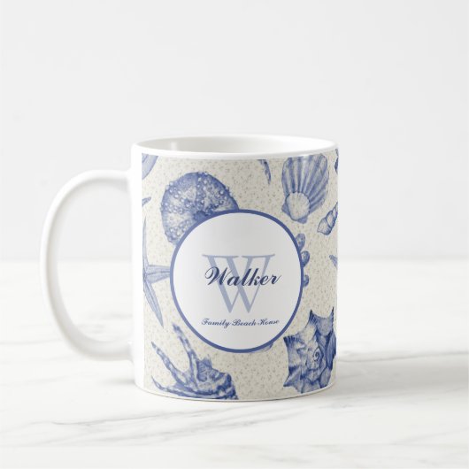 Nautical Thletic Blue Seashell Custom Koffiemok (Links)