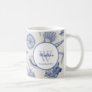 Nautical Thletic Blue Seashell Custom Koffiemok
