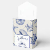 Nautical Thletic Blue Seashell Ribboned Favor Box Bedankdoosjes (Geopend)