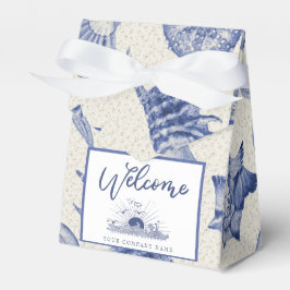 Nautical Thletic Blue Seashell Ribboned Favor Box Bedankdoosjes