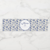 Nautical Thletic Blue Seashell Waterfles Etiket (Enkel label)