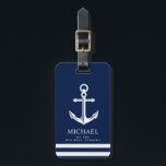 Nautical Thormed Anchor | Aangepaste naam Bagagelabel<br><div class="desc">Een volledig aanpasbaar en leuk bagagelabel met een uniek nautisch thema.  Het bevat een anker dat in het midden is gecentreerd en een diep maar levendig marineschema en witte kleurenschema.</div>