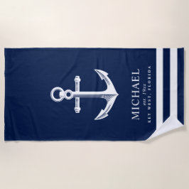 Nautical Thormed Anchor | Aangepaste naam Strandlaken