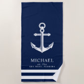Nautical Thormed Anchor | Aangepaste naam Strandlaken (Voorkant)