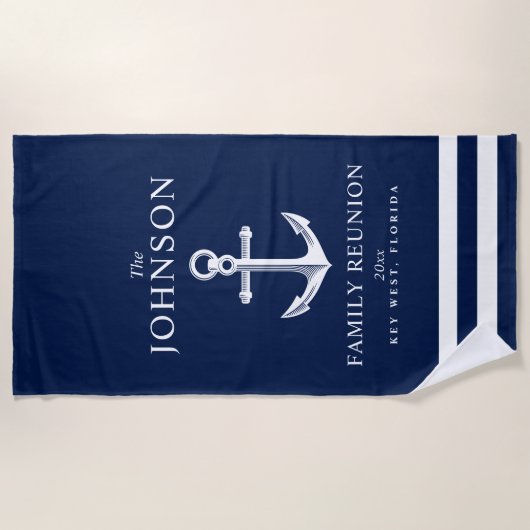 Nautical Thormed Anchor | Gezinshereniging Strandlaken (Voorkant)