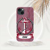 Nautical Thormed Burgundy Planks en Anchor Case-Mate iPhone Case