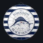 Nautical Threadfish Dartbord<br><div class="desc">Een volledig aanpasbaar en leuk dartboard met een uniek nautisch thema. Het bevat een zwaardvis die in het midden is gecentreerd in een levendige marine en witte kleurenpatroon. Alle elementen staan op open en verstelbaar, dus heb plezier creërend en maak het uw eigen.</div>