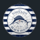 Nautical Threadfish Dartbord<br><div class="desc">Een volledig aanpasbaar en leuk dartboard met een uniek nautisch thema. Het bevat een zwaardvis die in het midden is gecentreerd in een levendige marine en witte kleurenpatroon. Alle elementen staan op open en verstelbaar,  dus heb plezier creërend en maak het uw eigen.</div>