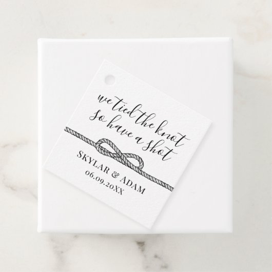 Nautical Tied The Knot Hebben Een Shot Bruiloft Bedankjes Labels (In situ)