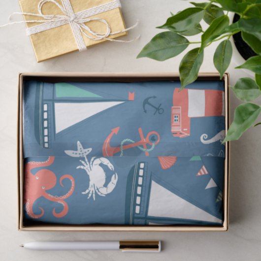 Nautical Tissue Wrapping Tissuepapier (Geschenk)