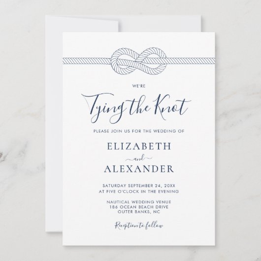 Nautical Touw Tying the Knot Bruiloft Kaart (Voorkant)