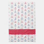 Nautical Towels Anchors Red White Blue Theedoek (Verticaal)