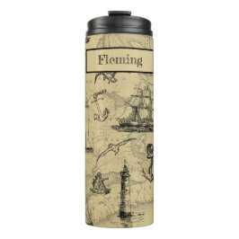  Nautical Travel Ships Sailing Jouw naam Thermosbeker