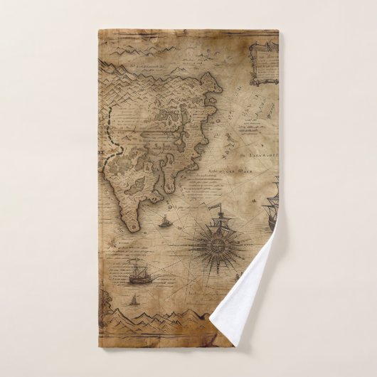 Nautical Treasure Map Bad Handdoek (Handdoek)