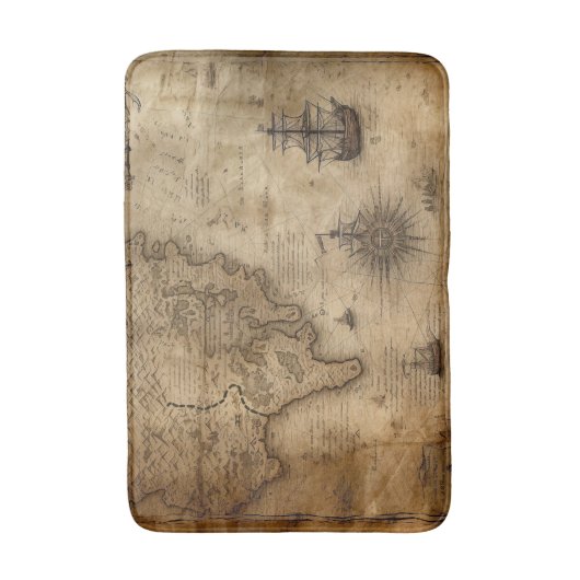 Nautical Treasure Map Badmat (Voorkant Verticaal)