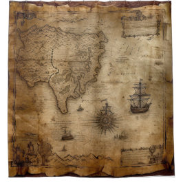Nautical Treasure Map Douchegordijn