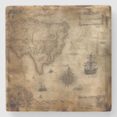 Nautical Treasure Map Stenen Onderzetter (Voorkant)