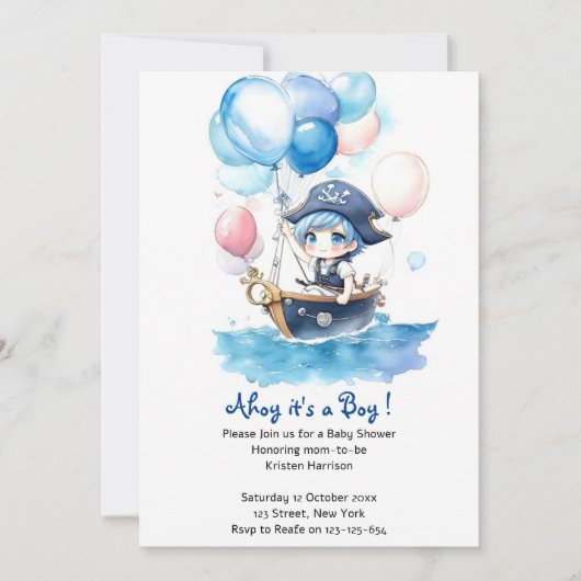 Nautical Treasures wachten op: Boy Baby shower Kaart (Voorkant)
