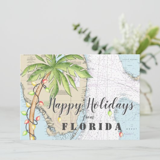 Nautical Tropical Prettige feestdagen uit Florida Feestdagenkaart (Staand voorkant)