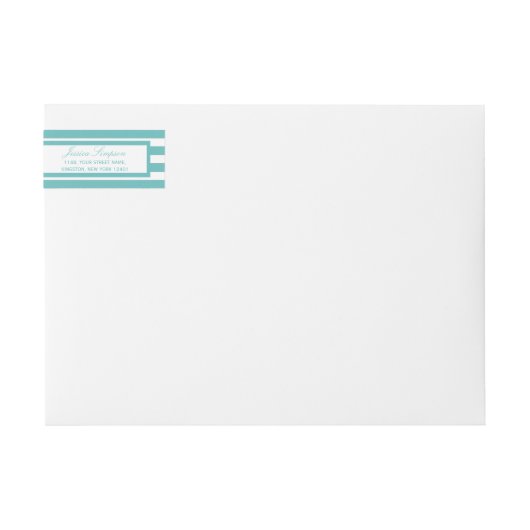 Nautical Turquoise Stripe Anchor Wedding (Voorkant)