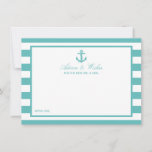 Nautical Turquoise Stripe Anchor Wedding Advieskaart<br><div class="desc">Viel in stijl met deze nautische anker advieskaarten. Het eenvoudige maar stijlvolle ontwerp zal uw gasten toestaan om een nota van raad voor u te schrijven om over jaren te houden en te lezen. De formulering is gemakkelijk te personaliseren, zodat deze kaarten snel kunnen worden omgezet in advieskaarten voor vrijgezellenfeesten,...</div>