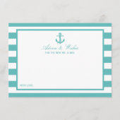 Nautical Turquoise Stripe Anchor Wedding Advieskaart (Voorkant)