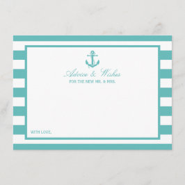 Nautical Turquoise Stripe Anchor Wedding Advieskaart