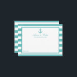 Nautical Turquoise Stripe Anchor Wedding Advieskaart<br><div class="desc">Viel in stijl met deze nautische anker advieskaarten. Het eenvoudige maar stijlvolle ontwerp zal uw gasten toestaan om een nota van raad voor u te schrijven om over jaren te houden en te lezen. De formulering is gemakkelijk te personaliseren, zodat deze kaarten snel kunnen worden omgezet in advieskaarten voor vrijgezellenfeesten,...</div>