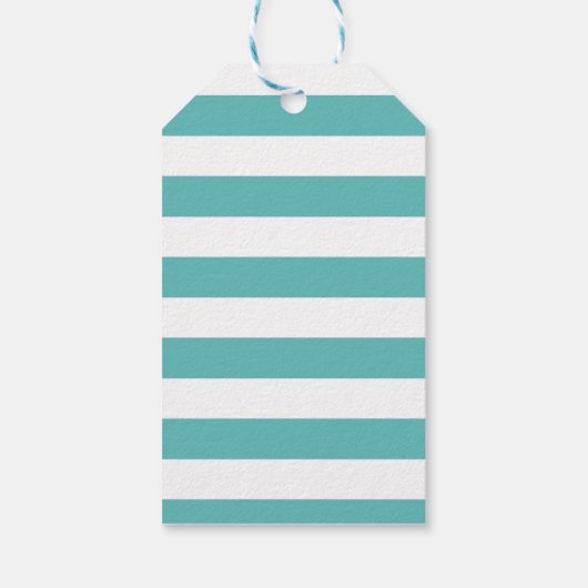 Nautical Turquoise Stripe Anchor Wedding Gift Labe Cadeaulabel (Achterkant)