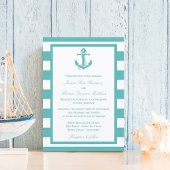 Nautical Turquoise Stripe Anchor Wedding Kaart