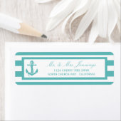 Nautical Turquoise Stripe Anchor Wedding Labels (Insitu)