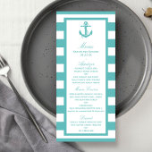 Nautical Turquoise Stripe Anchor Wedding Menu
