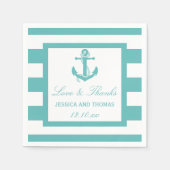 Nautical Turquoise Stripe Anchor Wedding Napkins Servet (Voorkant)